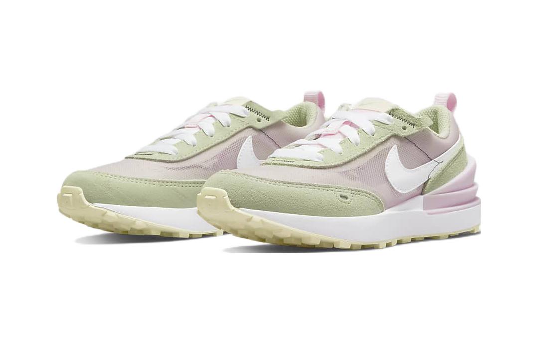 Детские кроссовки Nike Waffle One (розово-зеленые) — 泡沫粉/蜜瓜绿/椰奶色/白色 — фото 5