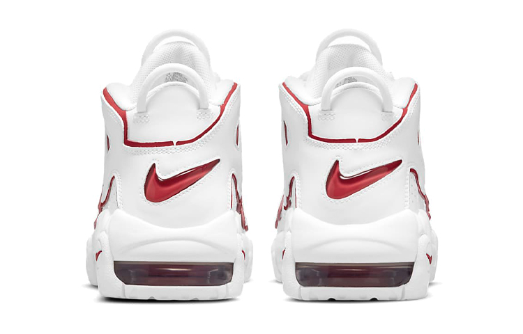 Кеды Nike NikeAir More Uptempo "White Varsity Red Outline" GS 2021 (белый / красный) — фото 11