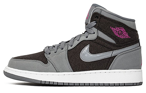 Высокие кроссовки Jordan Air Jordan 1 Retro High Cool Grey Vivid Pink GS (серо-розовые) — 酷灰/艳粉/黑 — фото 1