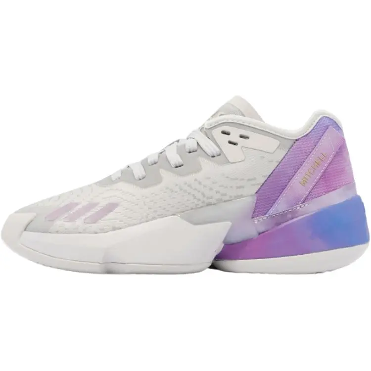 Adidas D.O.N. Issue #4 Mitchell 4 Low top Children's Basketball Shoes Gray Purple