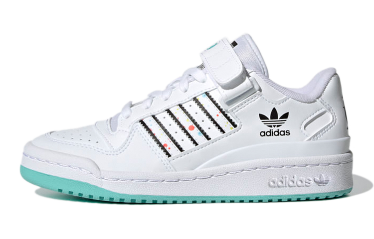 Детские кеды adidas originals FORUM Low J (бело-черно-синие)