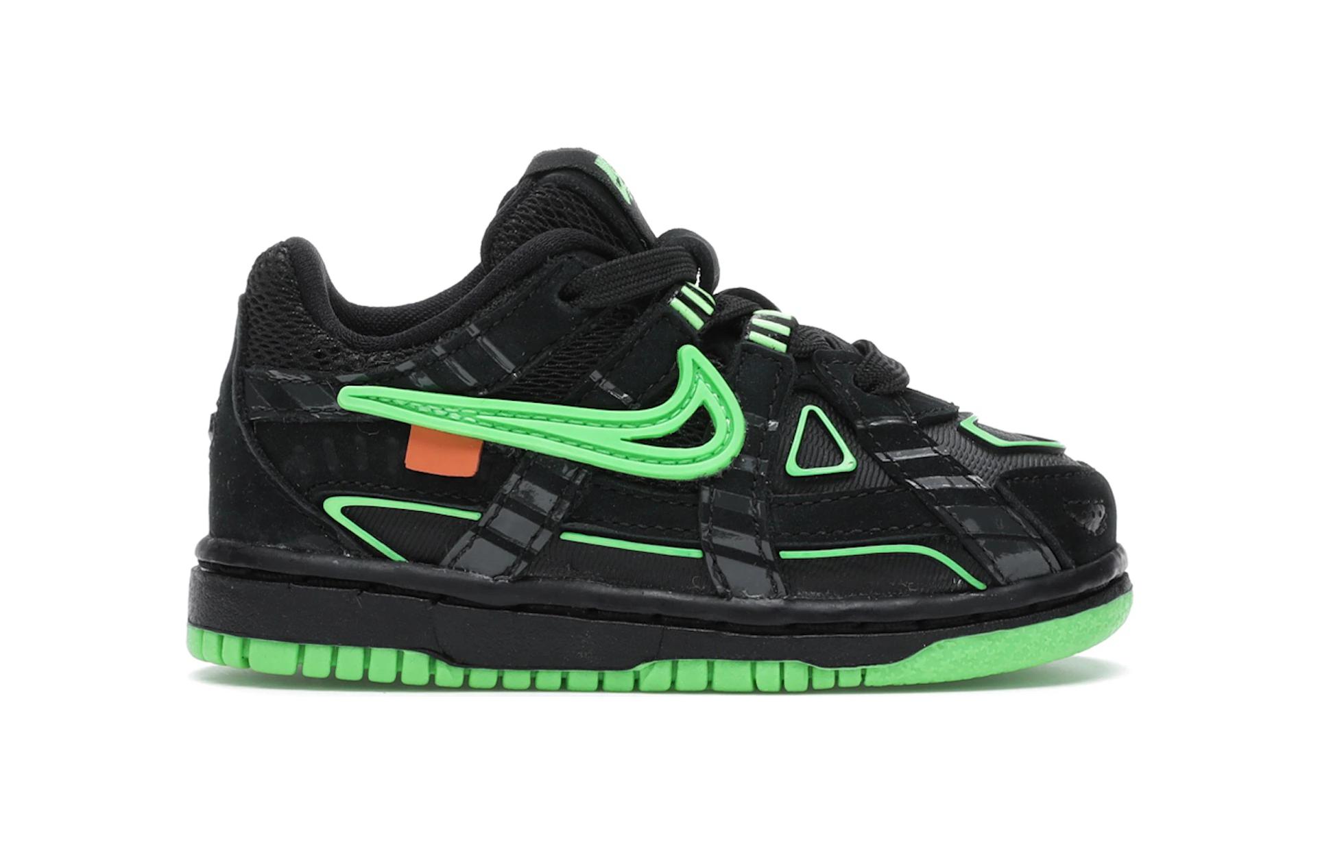 Детские кроссовки OFF-WHITE x Nike Rubber Dunk Air "Green Strike" (черно-зеленые) — Чёрныйзелёный — фото 3