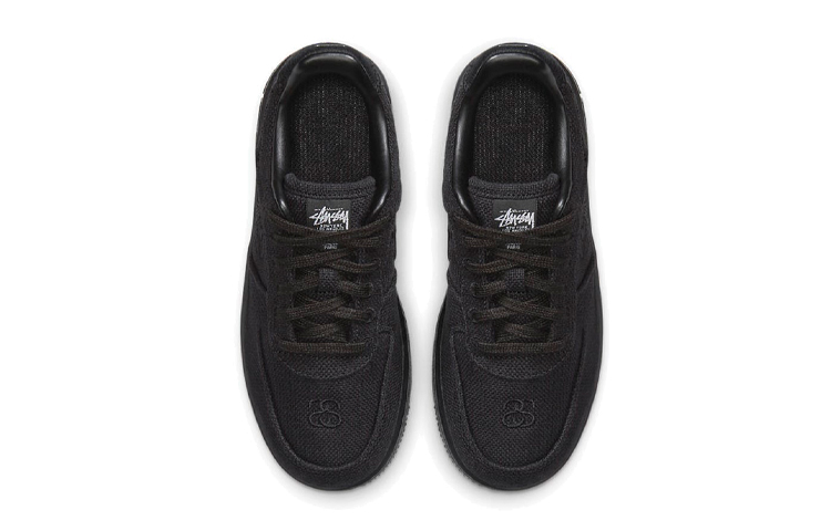 Кроссовки Stussy x Nike Air Force 1 (черные) — Чёрный — фото 6