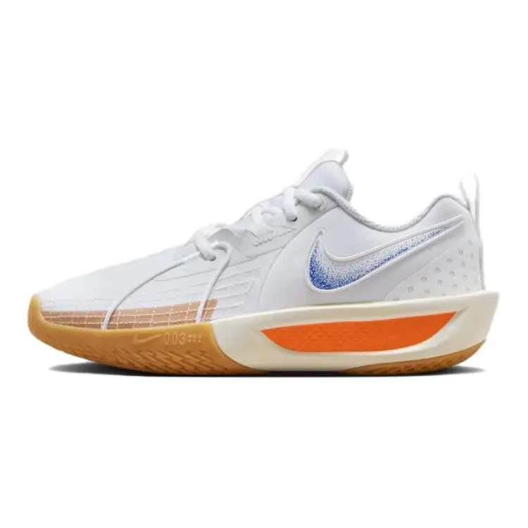 Nike G.T. Cut 3 Synthetic Leather Cushioning, Wear Resistant Low top Children's Basketball Shoes White Blue Yellow