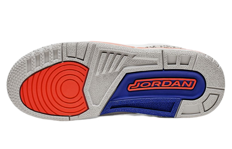 Мужские кроссовки Jordan Air Jordan 3 Knicks GS (бело-сине-оранжевые) — фото 8