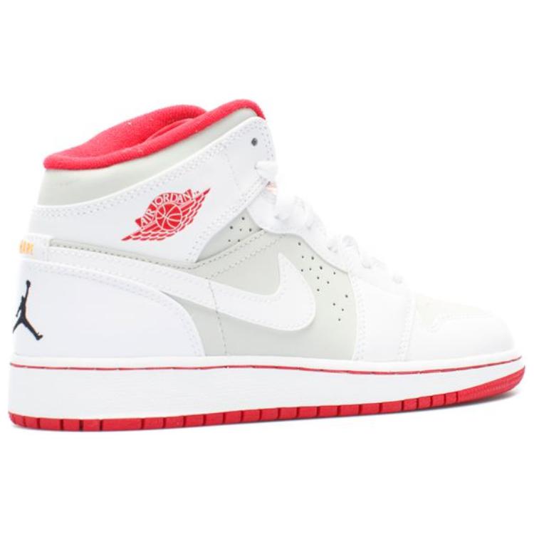 Кеды Jordan Air Jordan 1 Retro Mid Hare (бело-красные) — 白/大红/亮银/黑 — фото 4