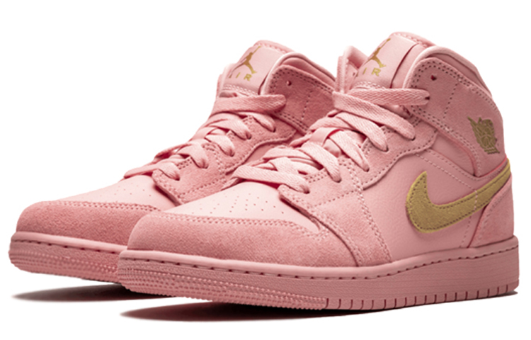 Кеды Jordan JordanAir Jordan 1 Mid (бело-розовый) — 珊瑚粉/金 — фото 11