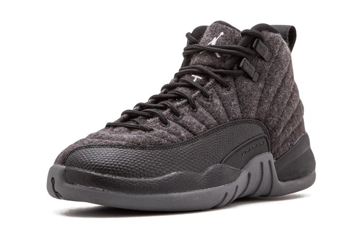Кроссовки Jordan Air Jordan 12 Retro Wool GS (черные) — 深灰色/金属银/黑 — фото 3