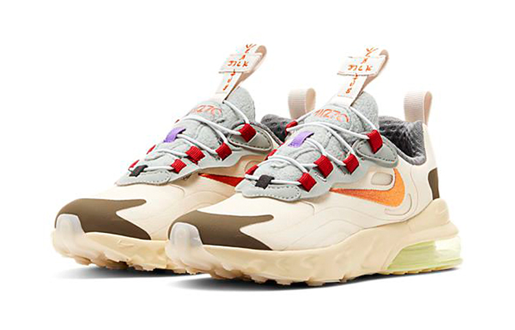 Детские кроссовки Travis Scott x Nike Air Max 270 Cactus Trails (коричнево-желтые) — фото 4