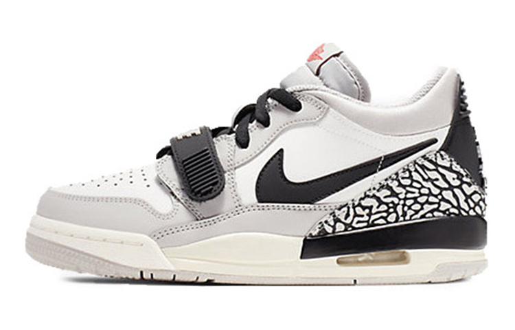 Jordan Legacy 312 Low Leather Cracked Texture Sports Comfort Shock Absorption Low Top Children's Basketball Shoes White Gray