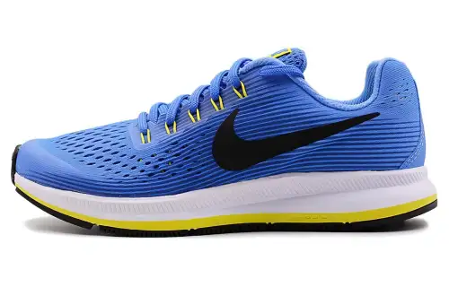 Nike Pegasus 34 Comfortable and versatile, non-slip and wear-resistant, low-cut children's running shoes, blue, black and yellow, children's style
