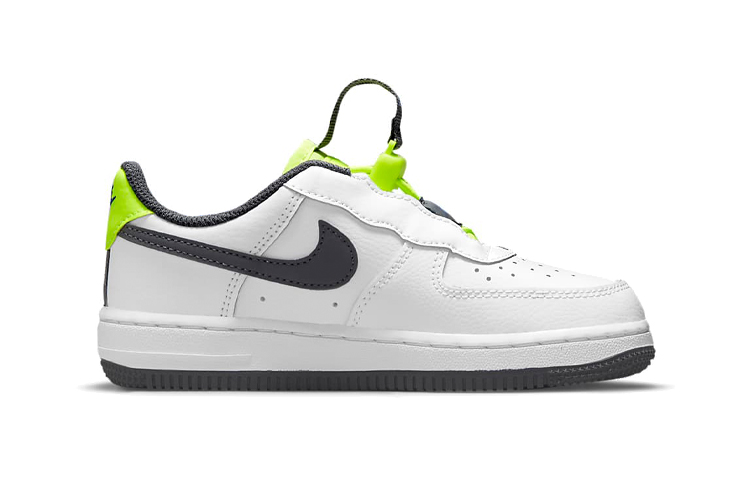 Детские кеды Nike Air Force 1 Toggle (белый / серый / зеленый) — Белый / серый / зелёный — фото 4