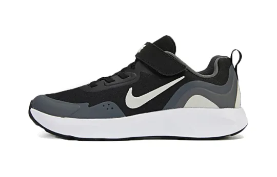 Nike Wearallday Abrasion Resistant Breathable Low top Kids' Running Shoes Black White Gray Children Aged 3 7 Years Old