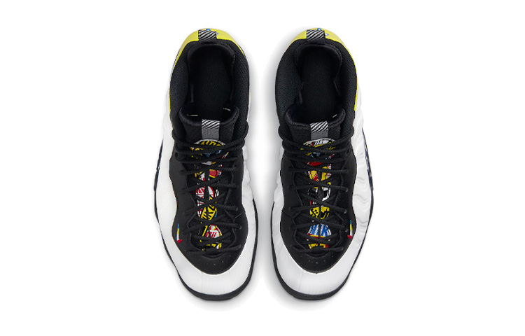 Высокие кроссовки Nike Foamposite One (белый / черный / желтый) — Белый / чёрный / жёлтый — фото 6