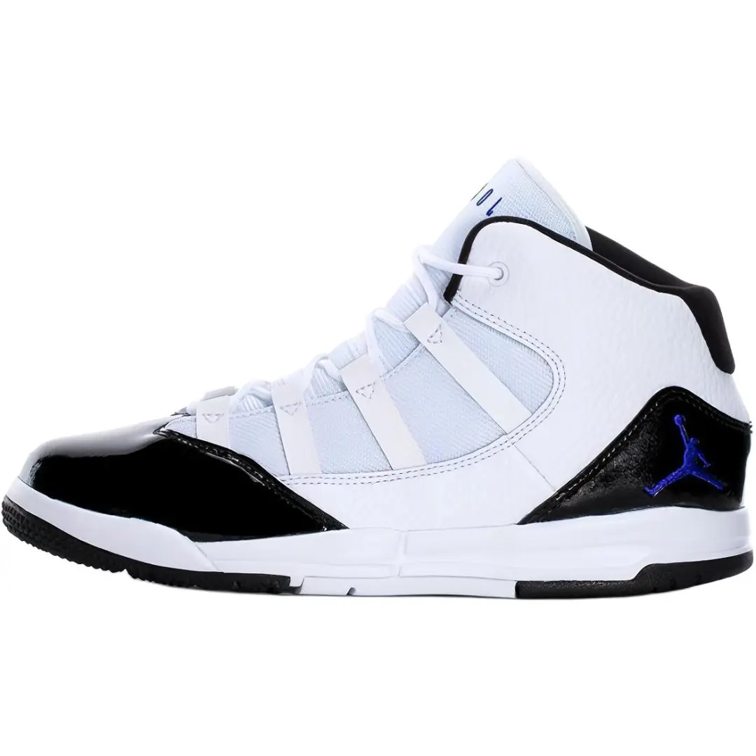 Jordan Max Aura Slip Resistant Cushioning Mid top Children's Basketball Shoes White Black Kids'