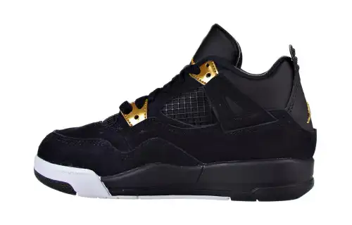 Jordan Air Jordan 4 Royalty Comfortable and Versatile Non-Slip Lightweight Low-top Children's Basketball Shoes Black Gold Children's and Middle School Shoes