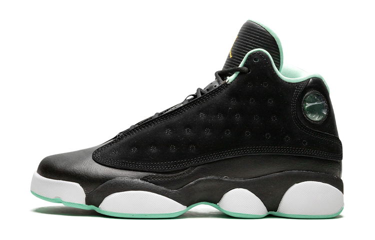 Jordan Air Jordan 13 Retro Black Mint Foam anti-slip shock absorption high top children's basketball shoes black and white