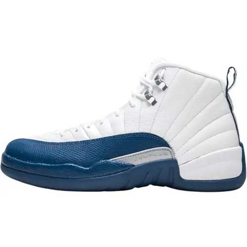 Jordan Air Jordan 12 Retro French Blue Leather Fashionable and Comfortable GS Non-Slip Shock Absorption High Top Basketball Shoes White Blue 2016 Same Style for Men and Women