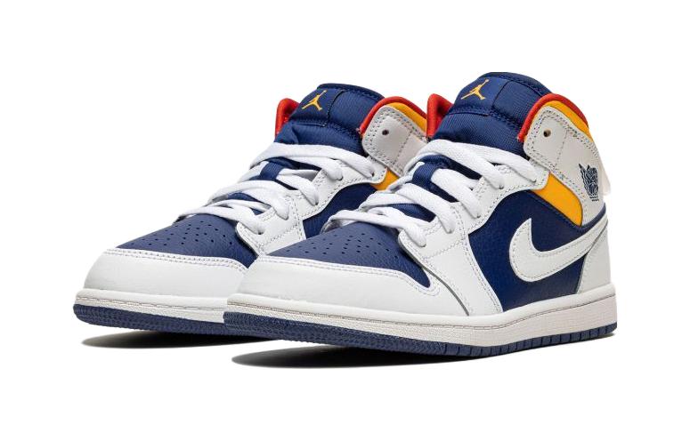 Детские кроссовки Jordan Air Jordan 1 Mid (сине-белые) — Синий / белый — фото 5