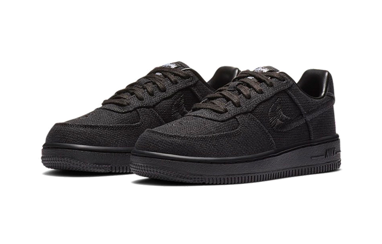 Кроссовки Stussy x Nike Air Force 1 (черные) — Чёрный — фото 5