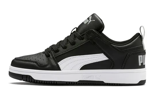 PUMA Rebound Layup Lo Low top Basketball Shoes Black White Teenagers
