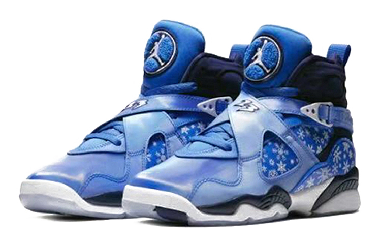 Высокие кроссовки Jordan JordanAir Jordan 8 Retro Snow Blizzard Snowflake GS (синий) — фото 5