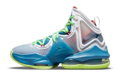 Nike Lebron 19 James 19 Sprite Practical High Top Basketball Shoes Gray Blue Green