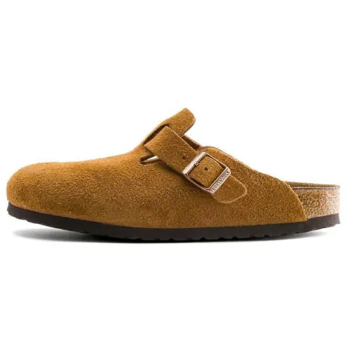 Boston Birkenstock Soft Footbed Suede Leather Narrow 'Mink'
