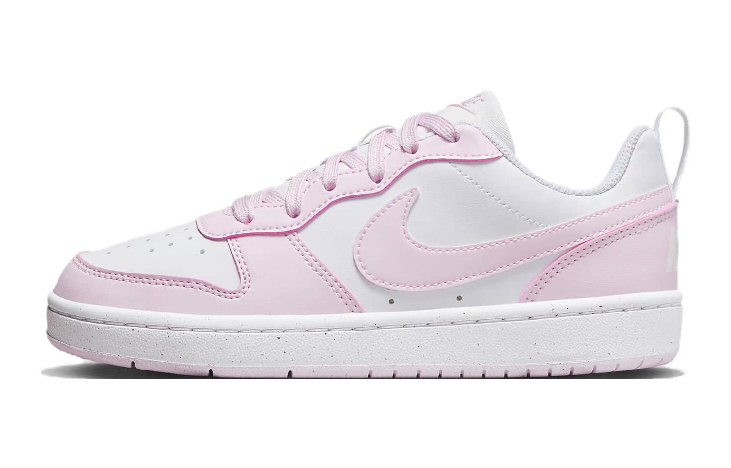 Nike Court Borough Low, comfortable and casual, non-slip and wear-resistant, low-top children's sneakers, pink and white