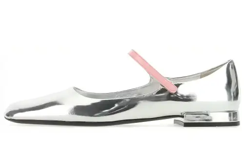 PRADA Flat Mary Jane Shoes Women's Metallic Silver