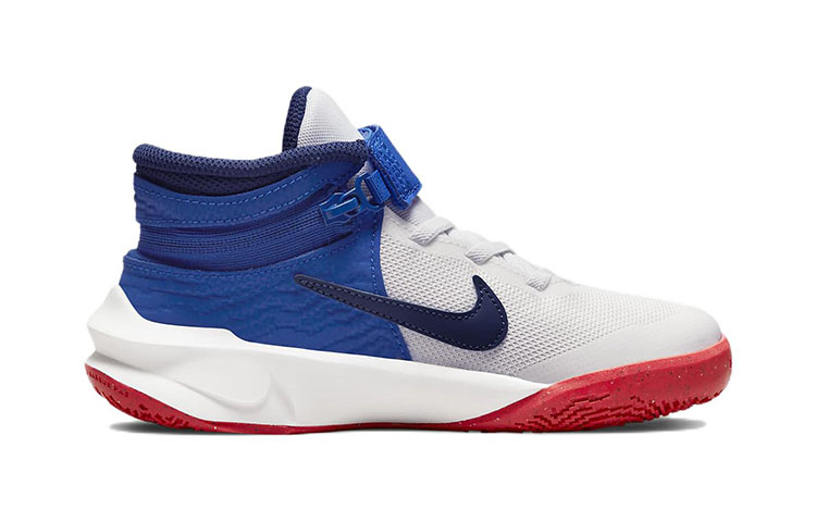 Детские кроссовки Nike Team Hustle D 10 FlyEase (серо-синие) — фото 4