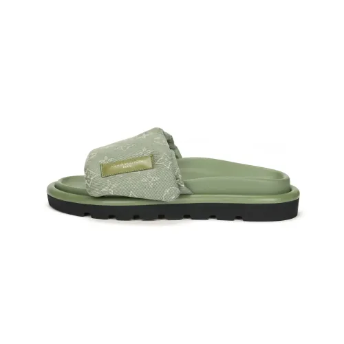 LOUIS VUITTON Pool Pillow Comfort Slip Resistant Slide Slippers Women's Light Green