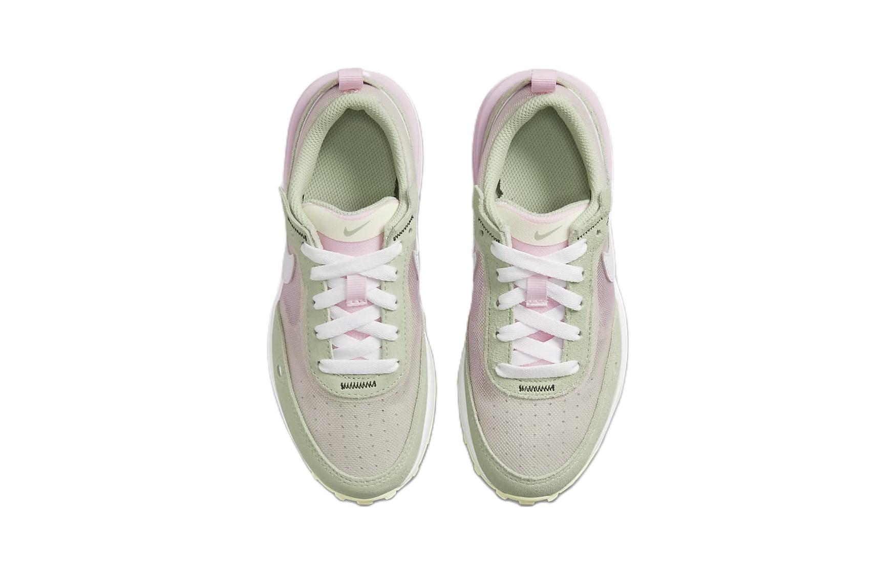 Детские кроссовки Nike Waffle One (розово-зеленые) — 泡沫粉/蜜瓜绿/椰奶色/白色 — фото 6