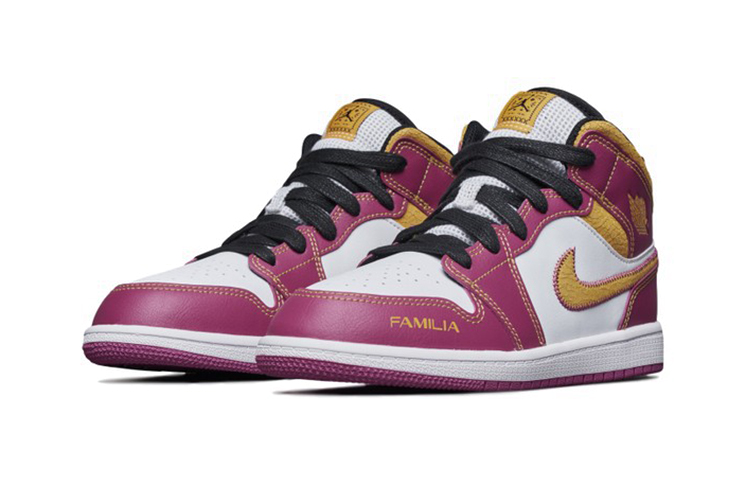 Детские кроссовки Jordan Air Jordan 1 Familia (бело-желто-розовый) — Белый / жёлтый / розовый — фото 5