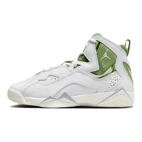 Jordan True Flight Slip Resistant Cushioning Abrasion Resistant High top Basketball Shoes White Green Unisex