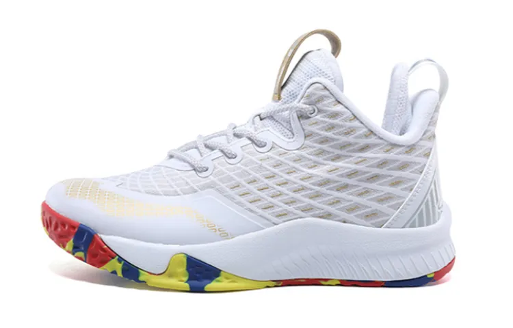 PEAK Classic Slip Resistant And Breathable Mid top Performance Basketball Shoes White Teenagers