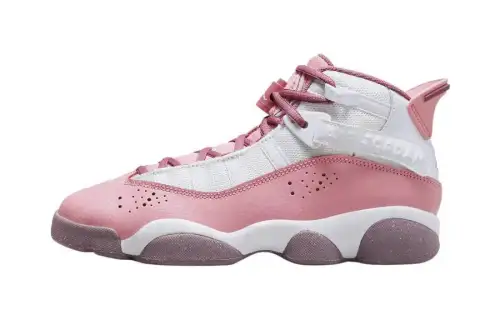 Jordan Air Jordan 6 Rings Anti Kick Cushioning Mid top Basketball Shoes Pink Unisex