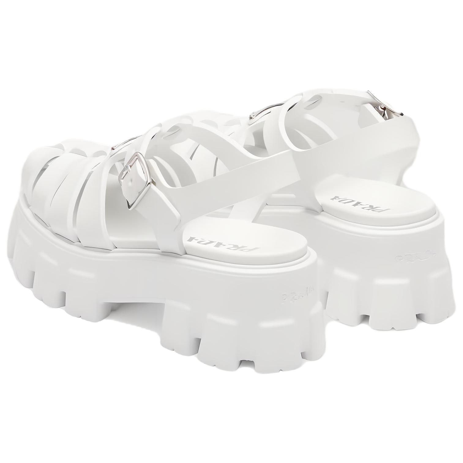 PRADA Monolith Foam Rubber 55mm Sandals White Women's