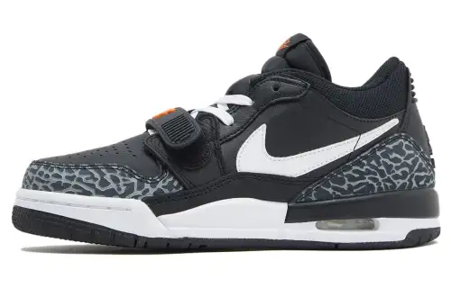 Jordan Legacy 312 leather comfortable wear-resistant low-top children's basketball shoes black