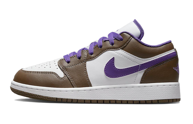 Кроссовки Jordan Air Jordan 1 Low (коричнево-бело-фиолетовые)