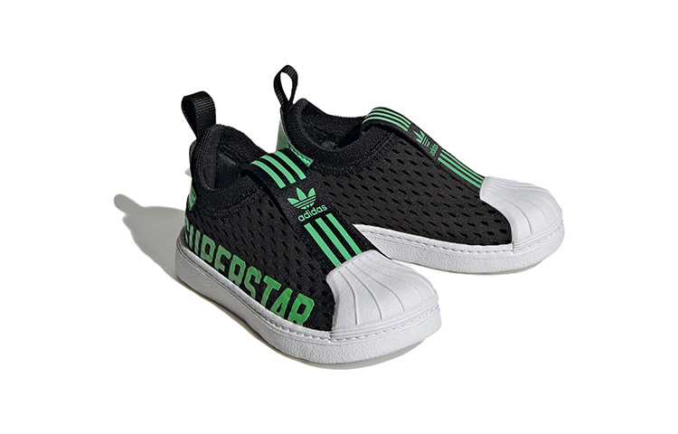 Детские кеды adidas originals SUPERSTAR 360 2.0 (черно-бело-зеленые) — Чёрный / белый / зелёный — фото 4