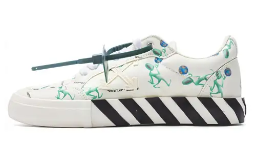 OFF WHITE Vulc Low Canvas Alien Logo Applique White Green Black