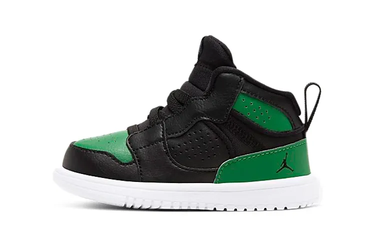 Jordan Access Leather Comfortable Cushioning Abrasion Resistant Breathable Mid top Vintage Basketball Shoes Black Green