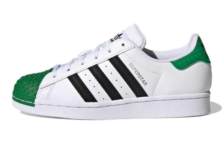 Детские кеды LEGO x adidas originals Superstar J (бело-черно-зеленые)
