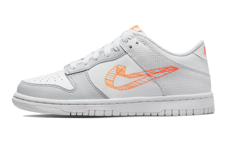 Кеды Nike Dunk 3D Swoosh GS (серый / белый / оранжевый)