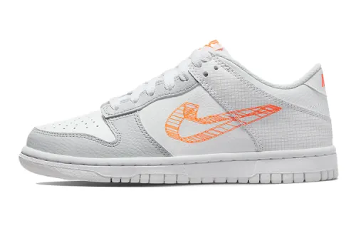 Nike Dunk Low SE 3D Swoosh Pure Platinum Total Orange GS