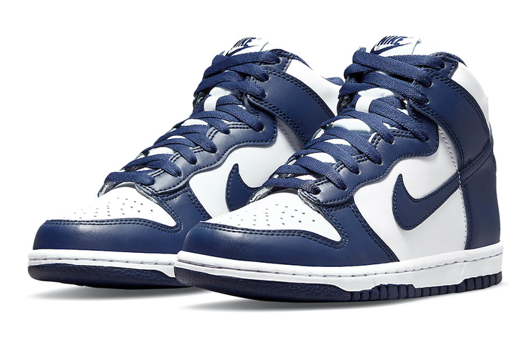 Высокие кеды Nike Dunk High Navy Whit (темно-сине-белые) — Тёмно-синий / белый — фото 6