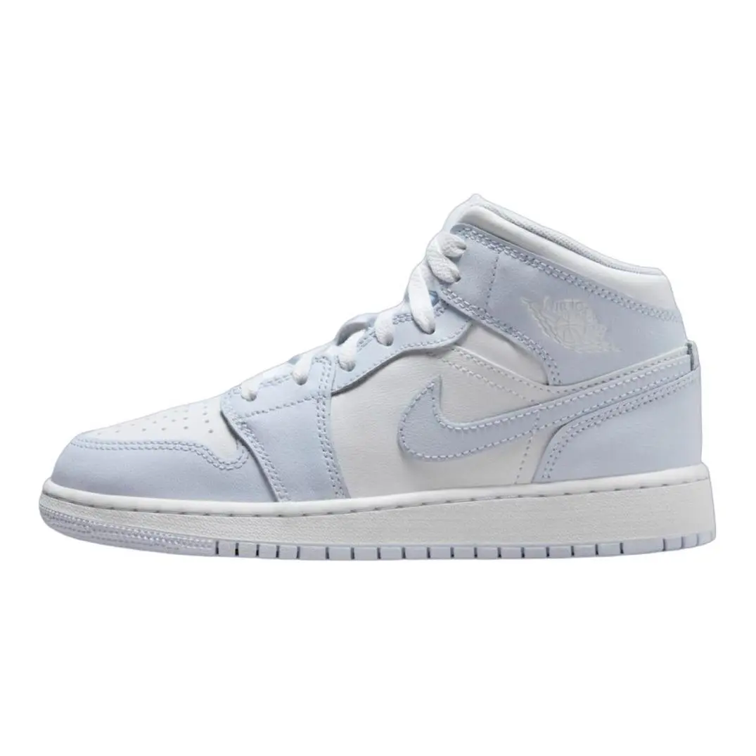 Jordan Air Jordan 1 Mid top Children's Basketball Shoes White Blue Unisex