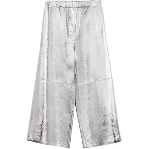 LOEWE Casual Pants Women's Silver Moderate Wide Leg Pants