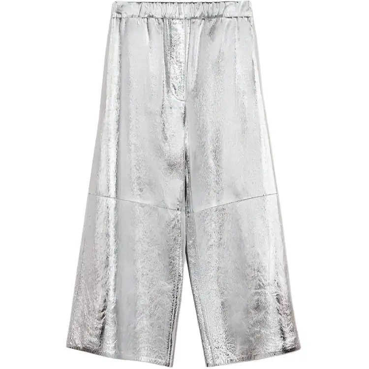 LOEWE Casual Pants Women's Silver Moderate Wide Leg Pants